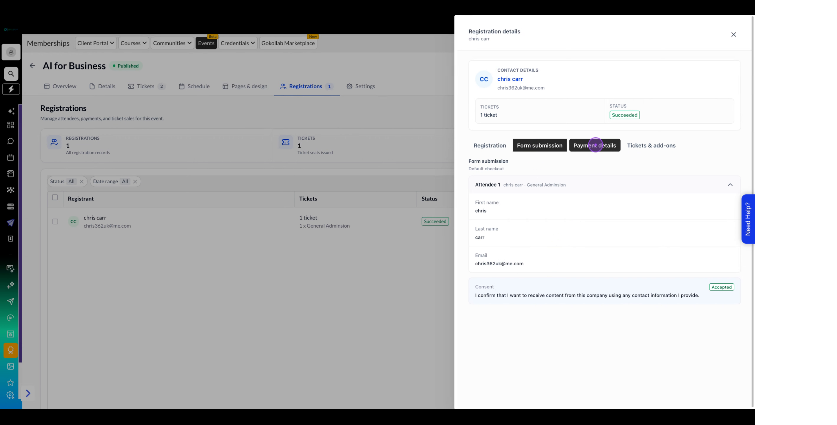 Check payment details