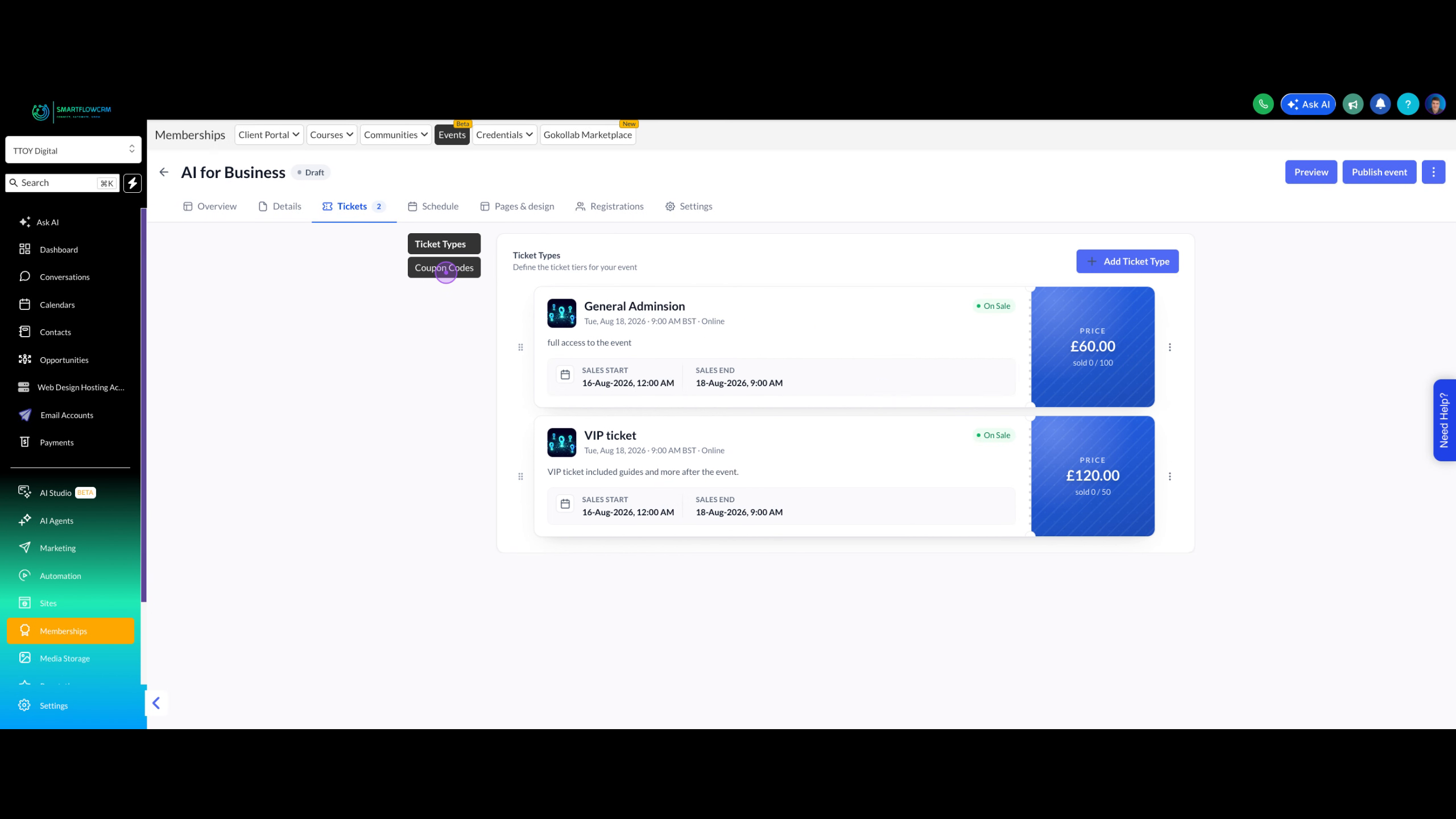 Navigate to Coupon Codes
