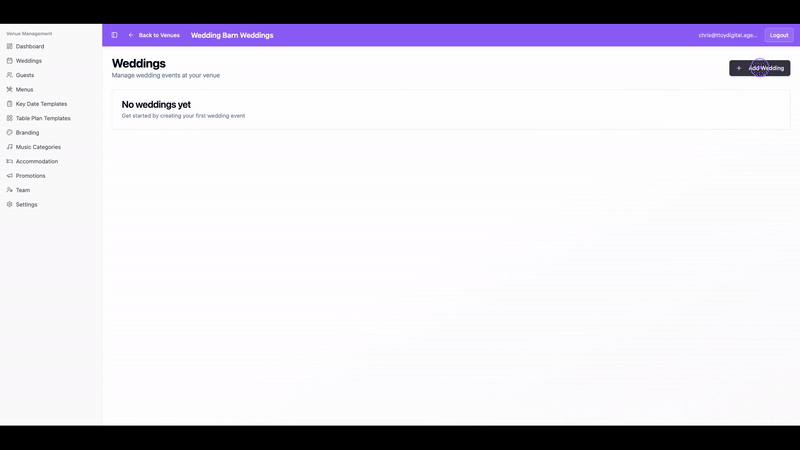 Open the Add Wedding form