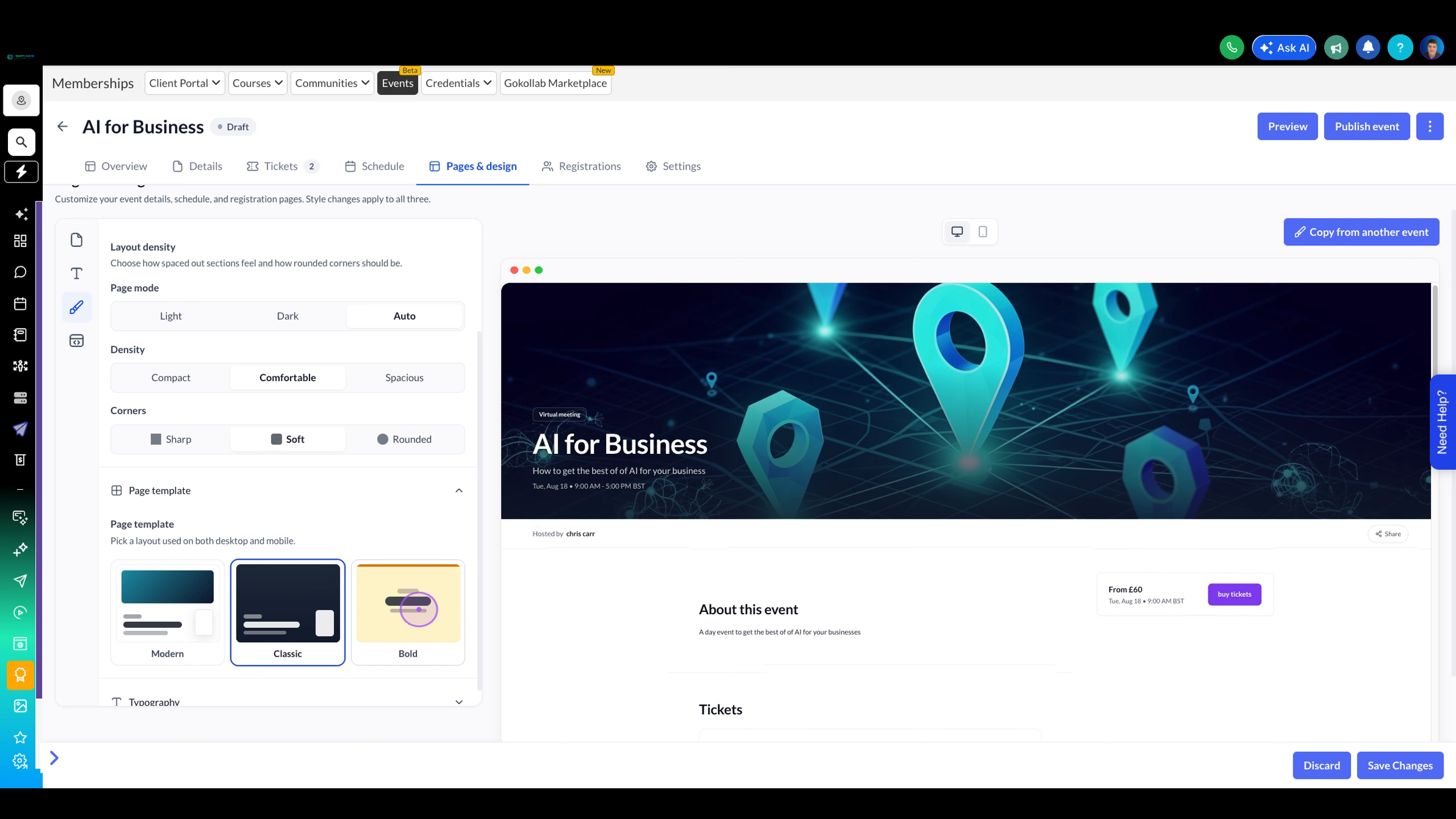 Select a Page Template