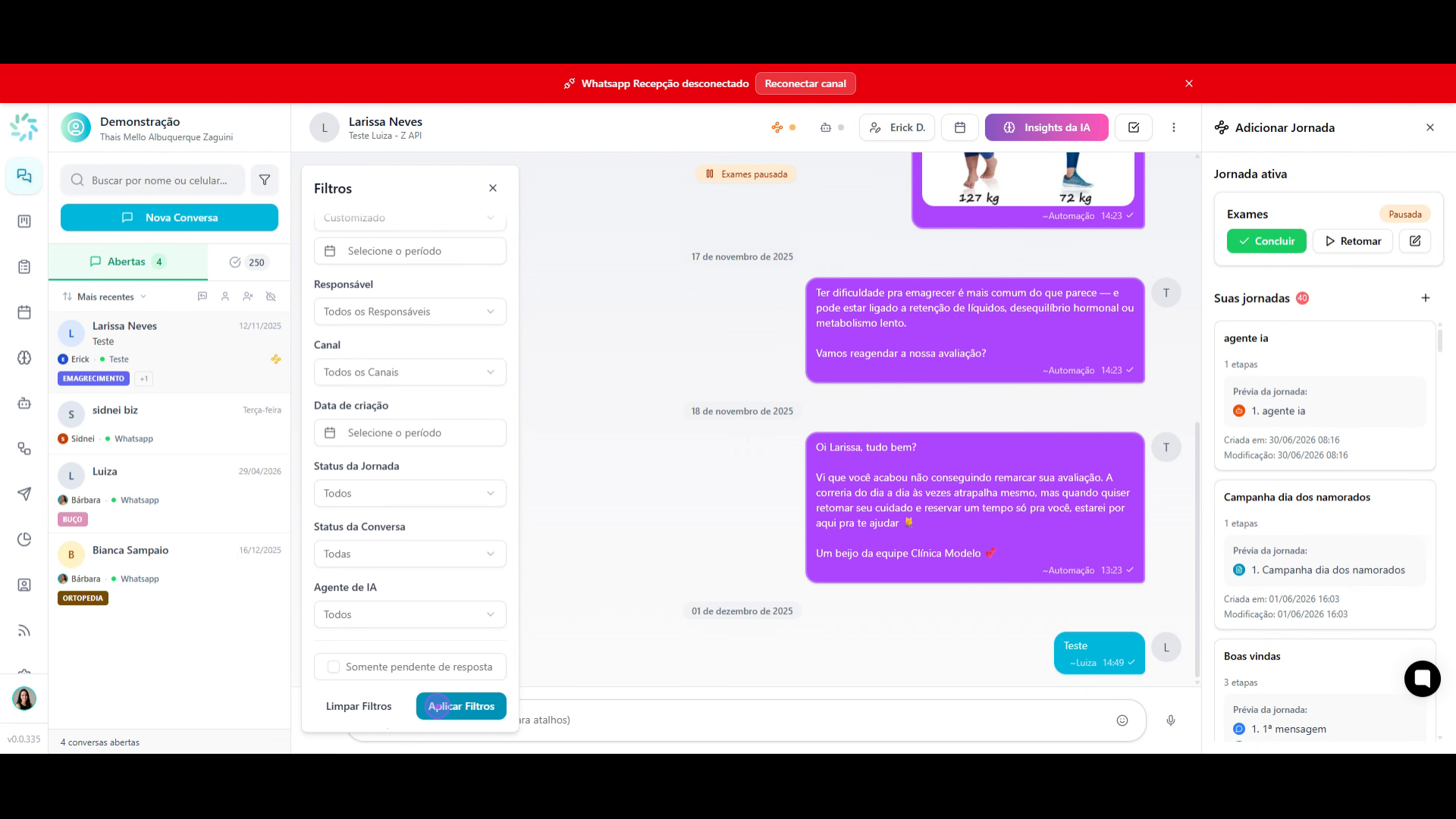 Aplicar os filtros selecionados