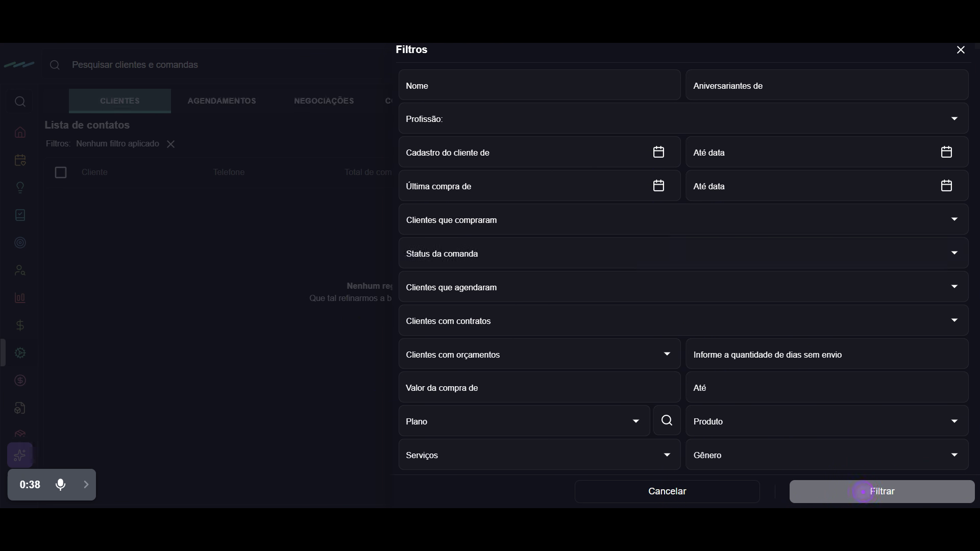 Aplique os filtros