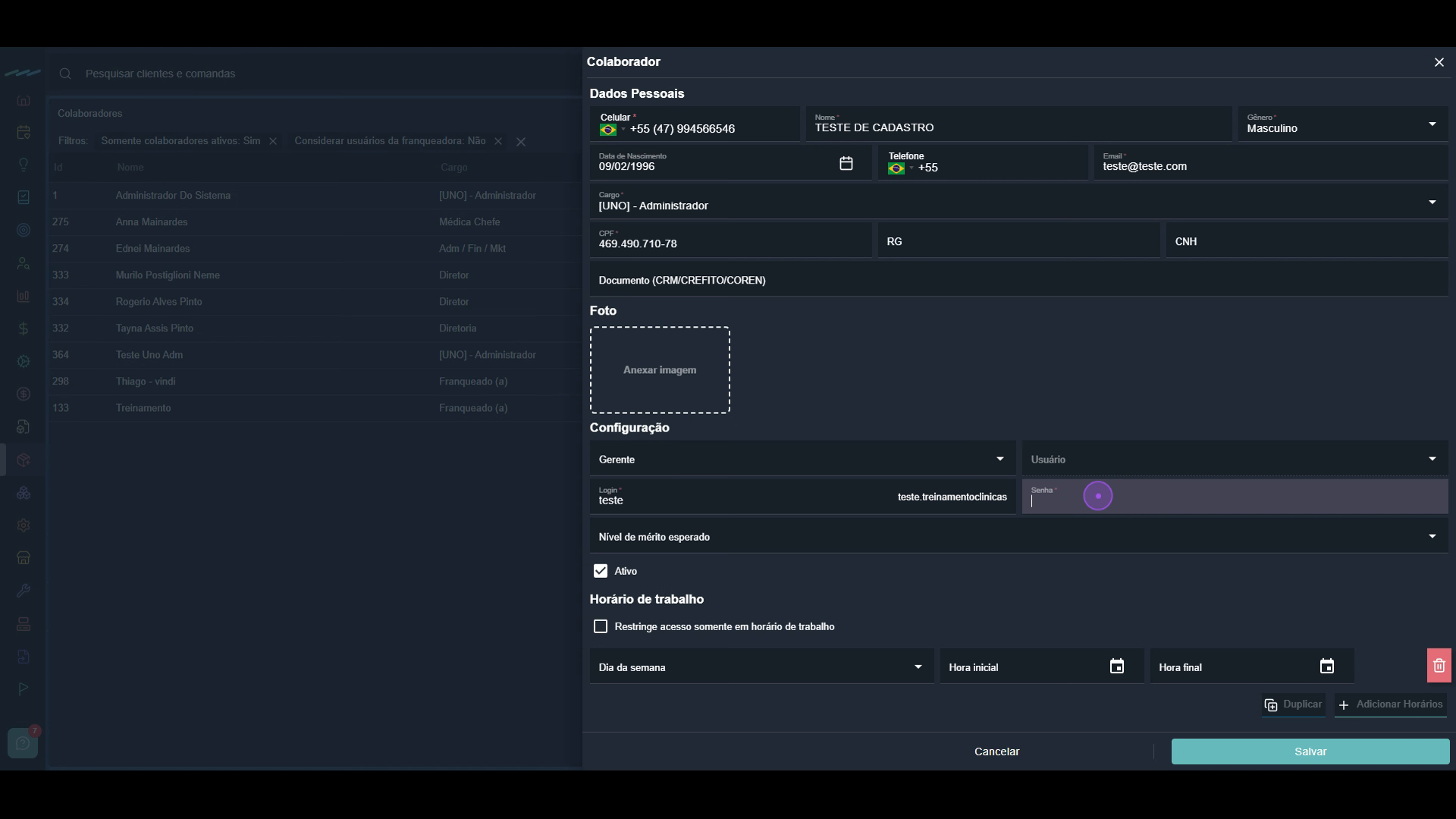 Configure as credenciais de acesso