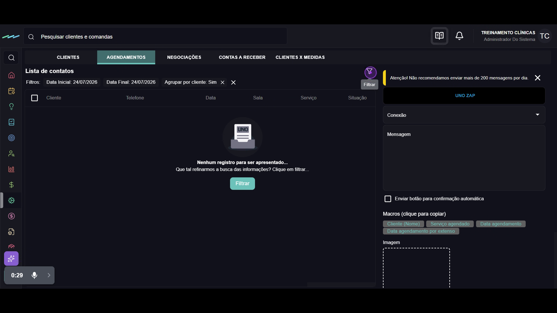 Abra o painel de filtros