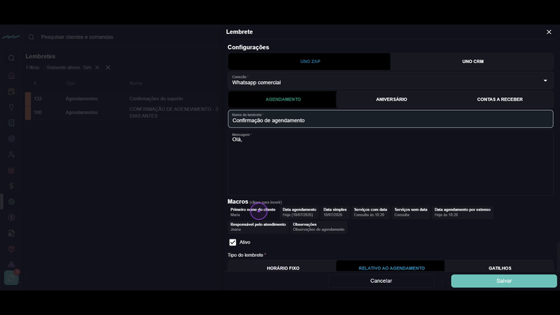 Personalize a mensagem com macros