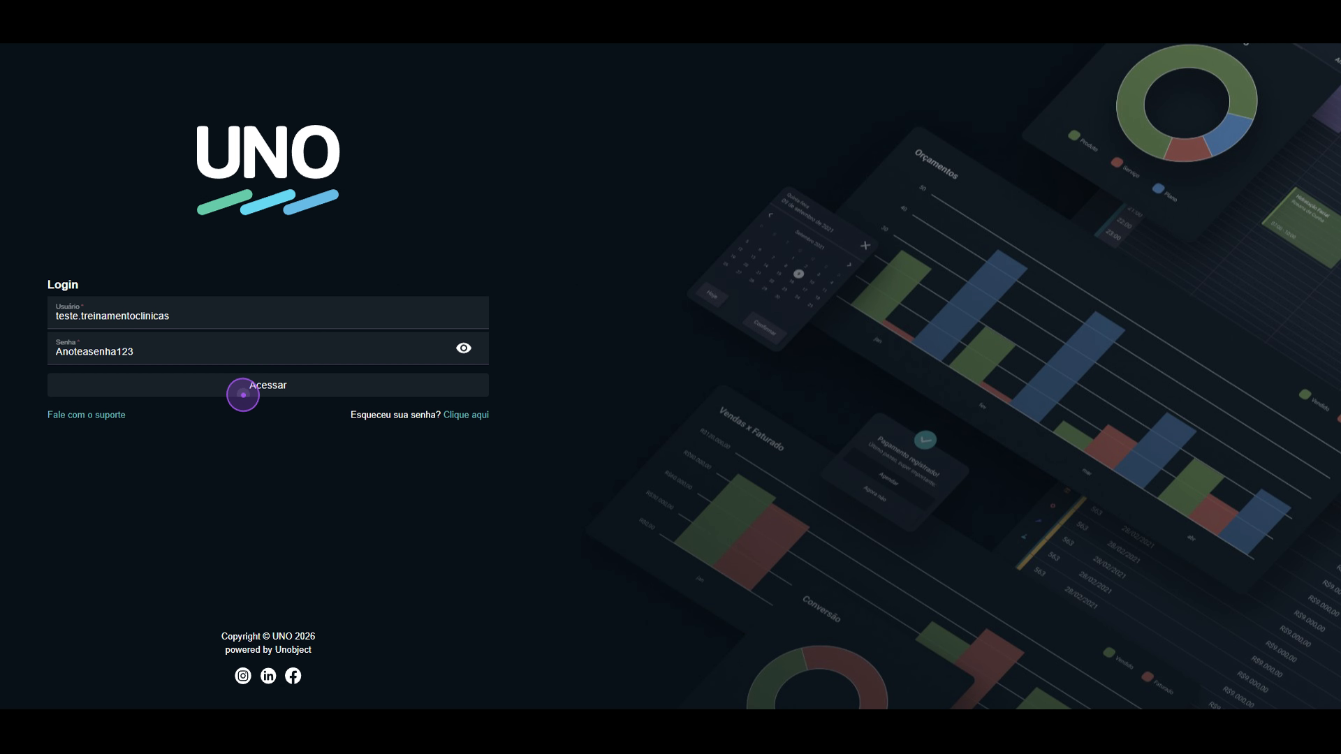 Teste o login do novo colaborador